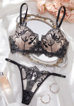 Lingerie Mesh Floral Embroidered Push-Up Bra See-Through Panties Sexy Set Lingerie Mesh Floral Embroidered Push-Up Bra See-Through Panties Sexy Set