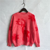 Christmas autumn/winter round-neck long-sleeved snowflake deer jacquard knitting pullover sweater