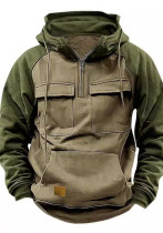 Spring Autumn Men's Raglan Sleeve Half Zip Hoodie Sport Multi-Pocket Hooded Trendy Hoodie Spring Autumn Men's Raglan Sleeve Half Zip Hoodie Sport Multi-Pocket Hooded Trendy Hoodie
