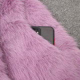Women Winter Turndown Collar Fake Furry Coat