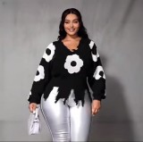 Women Cross Ripped Tassel Dark Long-Sleeved Pullover Knitting Sweater