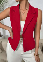 Women's Chic Turndown Collar Two-Button Sleeveless Vest Solid Color Outerwear Women's Chic Turndown Collar Two-Button Sleeveless Vest Solid Color Outerwear
