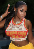 Summer Patchwork Fashion Print Mesh Sporty Knitting Vest Top Women