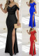 Summer Women's Strappy Sexy Slim Waist Slit Evening Dress