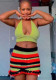 Summer Knitting Ribbed Solid Color U-Neck Sexy Sleeveless Camisole Stripes Short Skirt Set