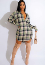 Women's Casual Loose Classic Plaid Shirt Dress