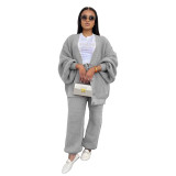 Casual Loose V-Neck Cardigan Pants Two-Piece Set