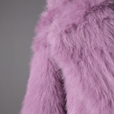 Women Winter Turndown Collar Fake Furry Coat