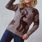 Christmas autumn/winter round-neck long-sleeved snowflake deer jacquard knitting pullover sweater