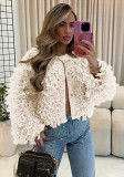 FashionKnitting Fringe Button Coat