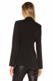 Tie Slim Waist Blazer Autumn Winter Chic Career Turndown Collar Long Coat