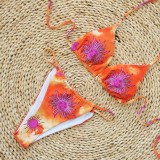 Women Sexy Print Lace-Up Bikini Two-Piece Swimsuit