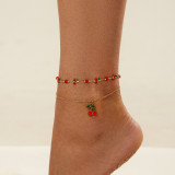 Fruit cherry oil drop bracelet, imitation pearl beaded bracelet