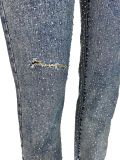 Women Beaded Pocket Ripped Denim Pants