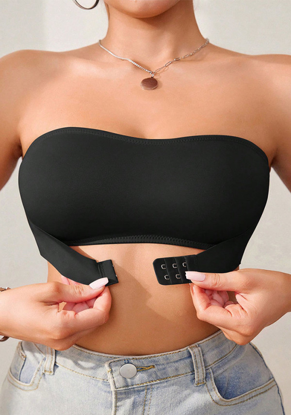 Sexy Seamless Front Closure Strapless Bra Anti-Peek Thin Non-Slip Push-Up Bustier Tank Bra Women
