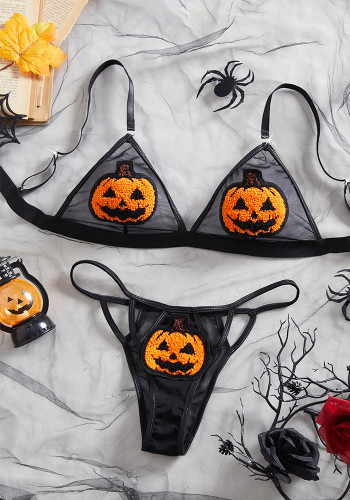 Halloween Lingerie Pumpkin Demon Cosplay Bikini Dark Edgy Sexy Set