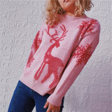 Christmas autumn/winter round-neck long-sleeved snowflake deer jacquard knitting pullover sweater