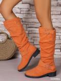 Plus-Size Women Block-Heeled Slimming Boots