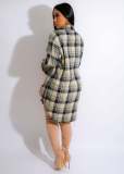Women's Casual Loose Classic Plaid Shirt Dress