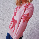 Christmas autumn/winter round-neck long-sleeved snowflake deer jacquard knitting pullover sweater