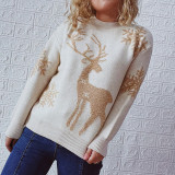 Christmas autumn/winter round-neck long-sleeved snowflake deer jacquard knitting pullover sweater
