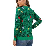 Women Christmas Autumn/Winter Round Neck Illuminated Jacquard Sweater