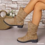 Plus-Size Women Autumn/Winter Suede Pleated Block-Heeled Ankle Boots