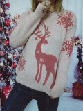 Christmas autumn/winter round neck snowflake deer jacquard knitting sweater