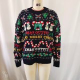 Christmas autumn/winter Christmas tree round neck sweater with sequined snowman