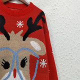 Christmas autumn/winter patchwork cartoon casual red knitting sweater