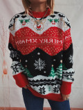 Christmas autumn/winter Women elk snowflake round neck long-sleeved sweater