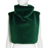 Women Fall/Winter Solid Furry Sleeveless Top