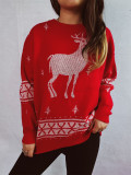 Christmas autumn/winter cartoon reindeer snowflake jacquard Christmas round neck knitting sweater