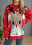 Christmas autumn/winter patchwork cartoon casual red knitting sweater