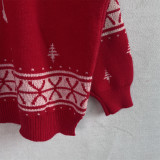Christmas autumn/winter cartoon reindeer snowflake jacquard Christmas round neck knitting sweater
