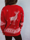 Christmas autumn/winter cartoon reindeer snowflake jacquard Christmas round neck knitting sweater