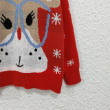 Christmas autumn/winter patchwork cartoon casual red knitting sweater