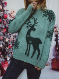 Christmas autumn/winter round neck snowflake deer jacquard knitting sweater