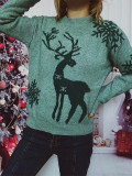 Christmas autumn/winter round neck snowflake deer jacquard knitting sweater