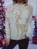 Christmas autumn/winter round neck snowflake deer jacquard knitting sweater