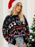 Christmas autumn/winter Christmas tree round neck sweater with sequined snowman