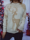 Christmas autumn/winter round neck snowflake deer jacquard knitting sweater