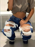 Women Ripped Denim Pants