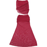 Women Spring Sexy Slash Shoulder Crop Top and Skirt Two-Piece Set