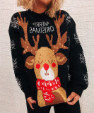 Christmas autumn/winter Christmas themed snowflake elk round neck long-sleeved knitting sweater