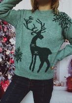 Christmas autumn/winter round neck snowflake deer jacquard knitting sweater Christmas autumn/winter round neck snowflake deer jacquard knitting sweater