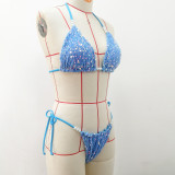 Sexy Sequins Bikini Pearl Strap Two Piece Swimsuit