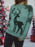 Christmas autumn/winter round neck snowflake deer jacquard knitting sweater
