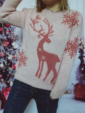Christmas autumn/winter round neck snowflake deer jacquard knitting sweater