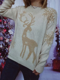 Christmas autumn/winter round neck snowflake deer jacquard knitting sweater